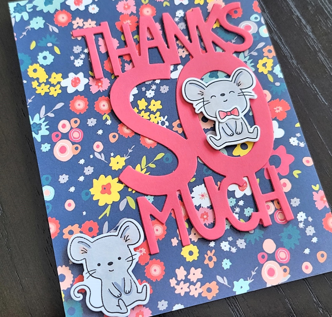 Mouse Thank You Card, Floral Thank You Note, Rat Gift - Etsy