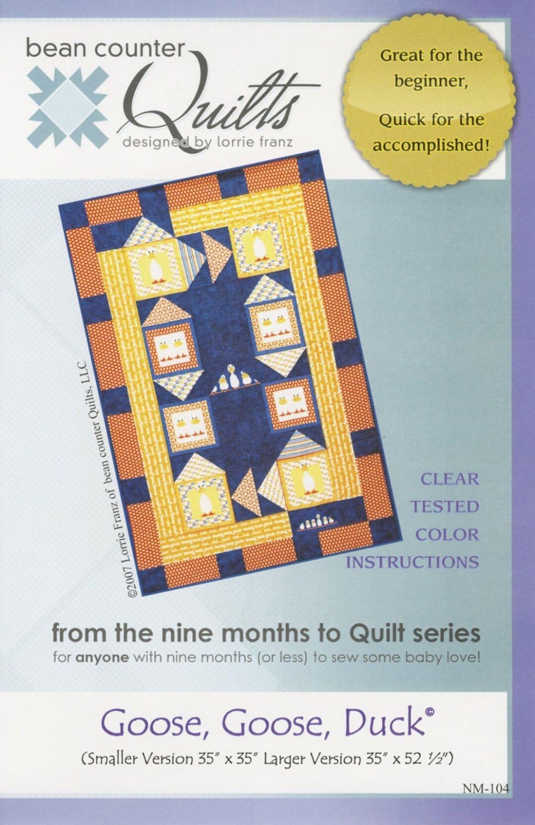 Goose, Goose, Duck Quilt Pattern by Bean Counter Quilts 35 X 35 or 35 X