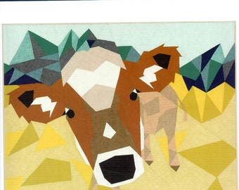 Cow Abstractions Quilt Pattern by Violet Craft 54" x 42" - No. 027 - Free shipping U.S.