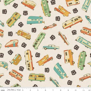 Anderson Design Group Collection Riley Blake Designs の Route 66 メインファブリック - C15010 クリーム 米国への送料無料