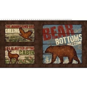 Wilderness Flannel panel by Robin  Davis Studio from Clothworks 100% cotton flannel quilt fabric Y2010-15 - Free shipping U.S.