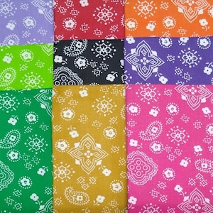 Happy Bandana from Marshall Dry Goods - 9 fat quarters 100% Cotton Quilt Fabric Free shipping U.S.