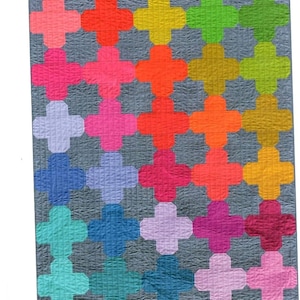 May include: A colorful quilt pattern called "Ventana Quilt" by Nydia Kehnle & Alison Glass. The quilt is 50 inches by 60 inches and can be easily modified.