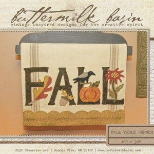 Fall Table Runner - by Buttermilk Basin - Wool Applique Pattern - 16&quot; x 36&quot; BMB 1378 Free Shipping U.S.