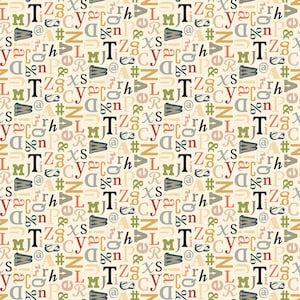 Letterpress Alphabet by Deborah Edwards from Northcott Cotton Quilt Fabric 21891 11 Cream -  By the Yard - Free shipping U.S.