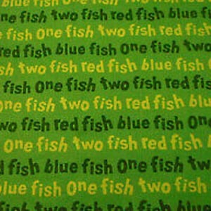 1 Yard One Fish Two Fish by Dr. Seuss from Robert Kaufman 100% Cotton Quilt Fabric ADE-16330-7 Green - By the yard