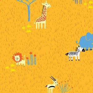 1 Yard Serengeti Beasties by Penguin and Fish from Clothworks 100% organic cotton quilt fabric Y1779-69 Dark Gold - Free shipping U.S.