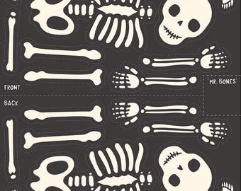 Hey Pumpkin Mr. Bones Skeleton Halloween Fabric Panel by My Mind's Eye from Riley Blake Designs - P16039-Panel 36" x 42"-Free shipping U.S.