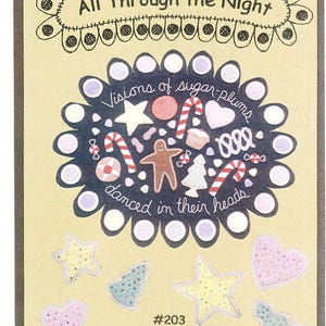 Visions of Sugar Plums Wool Applique Christmas Pennyrug Pattern All Through the Night 22&quot; x 26&quot; - Free Shipping U.S.