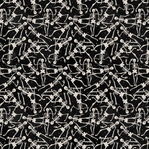 Toil & Trouble Glow in the Dark Skeletons van Heatherlee Chan van Clothworks 100% katoenen quiltstof Y4161-3 zwart - Gratis verzending in de VS.