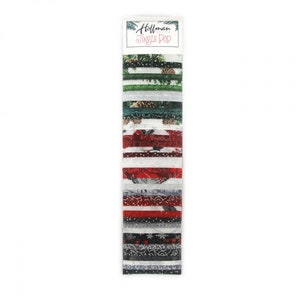 Jingle Pop Silver Christmas 2.5&quot; Strips by Hoffman Fabrics - 40 Strips - JP10-28 100% Cotton Quilt Fabric  Free Shipping U.S.