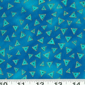Laurel Burch Basic Triangle Dark Aqua from Clothworks 100% cotton quilt fabric Y0841-34M - By the Yard - Free shipping U.S.