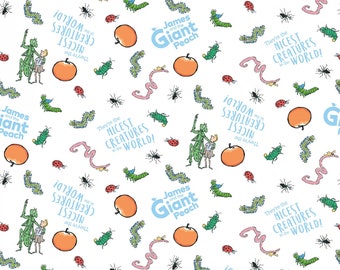 James and the Giant Peach Fabric by Roald Dahl Collection from Riley Blake Designs Cotton Fabric - C7741 White  Free shipping U.S.