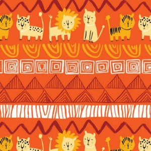 1 Yard Serengeti Beasties by Penguin and Fish von Clothworks 100% Bio-Baumwolle Quilt Stoff Y1777-37 Pictoral Stripe - Kostenloser Versand