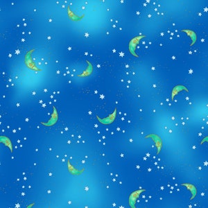 Celestial Magic Moons by Laurel Burch from Clothworks 100% cotton quilt fabric Y3164-90M Blue - By the yard  - Free shipping U.S.