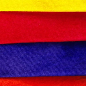 Wool - 6-Pack Bundle hand-dyed wool WoolyLady Little Livelies The Modern Brights Collection 6&quot; x 16&quot; - Free shipping U.S.