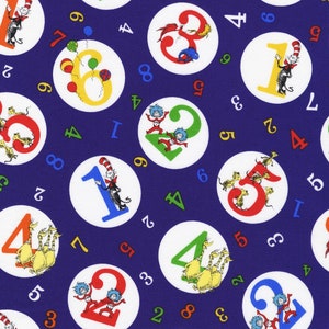 Dr. Seuss 123 by Robert Kaufman 100% cotton quilt fabric ADE-74437-307  By the yard - Free shipping U.S.