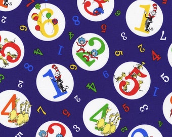 Dr. Seuss 123 by Robert Kaufman 100% cotton quilt fabric ADE-74437-307  By the yard - Free shipping U.S.