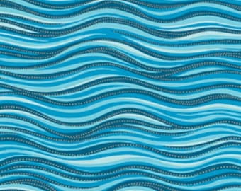 Laurel Burch Basic Wave Aqua from Clothworks 100% cotton quilt fabric Y1331-33M - By the Yard - Free shipping U.S.