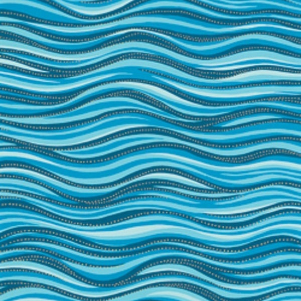 Laurel Burch Basic Wave Aqua from Clothworks 100% cotton quilt fabric Y1331-33M - By the Yard - Free shipping U.S.