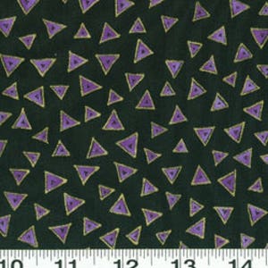 Laurel Burch Basic Triangle Black from Clothworks 100% cotton quilt fabric Y0841-3M - By the Yard - Free shipping U.S.