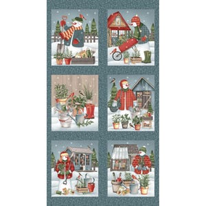 Panneau Jardinage Bonhommes de neige par Jan Mott de Henry Glass 3110-77 - 61 x 61 cm - Livraison gratuite aux États-Unis