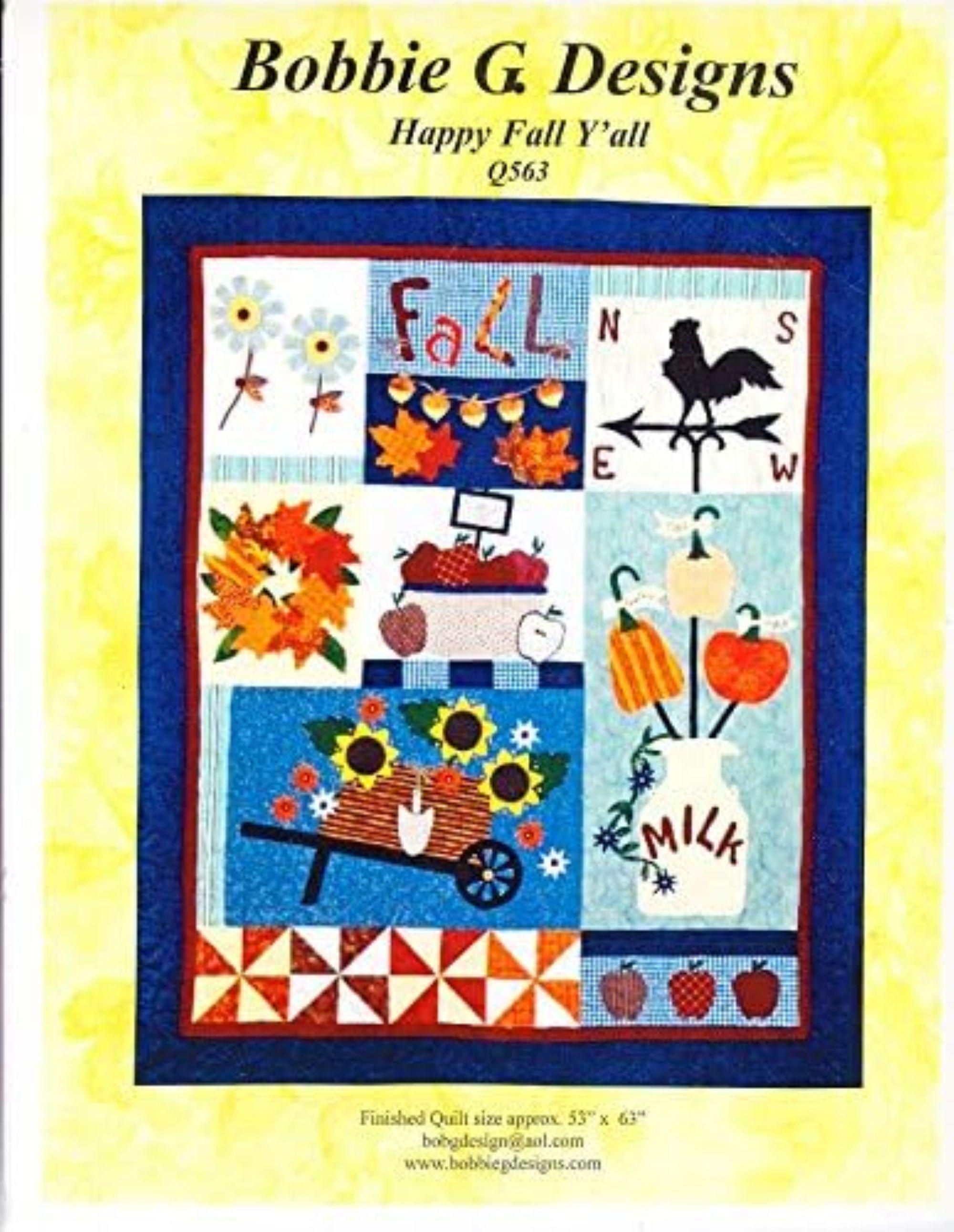 Bobbie G. Designs の Happy Fall Ya'll キルト パターン、53 インチ x