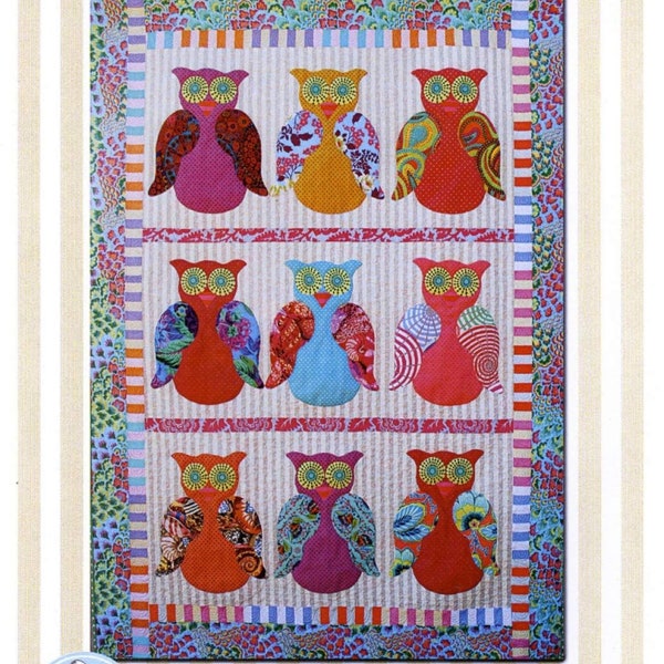 9 Wise Owls Quilt Pattern by Kookaburra Cottage 56" x 72" PQW-9WO - Free Shipping U.S.