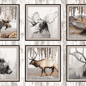 Woodland Whispers Blocks Panel by Jan Beach Shade from Henry Glass 432-39 - 42&quot; x 24&quot; - Free shipping U.S.