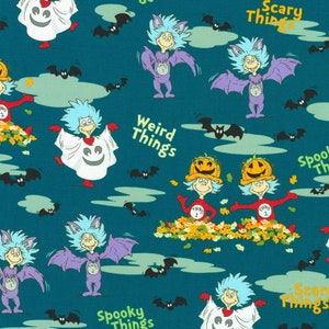 Seuss Scary Things Halloween by Robert Kaufman 100% cotton quilt fabric ADE-74853-213 - By the yard - Free shipping U.S.