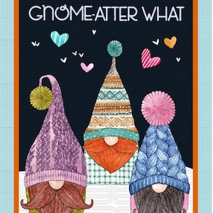 Love You Gnome-atter What Gnome Panel from Michael Miller Cotton Quilt Fabric DDC10036 Blue - 24&quot; x 42&quot;- Free Shipping U.S.