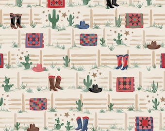 Quiltin' Cowgirls Western fabric from Maywood Studio MAS10610-E - Free Shipping U.S.