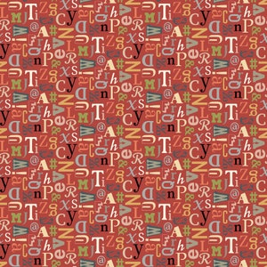 Letterpress Alphabet by Deborah Edwards from Northcott Cotton Quilt Fabric 21891 24 Red -  By the Yard - Free shipping U.S.
