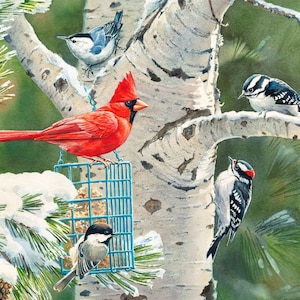 Birds and the Tree Panel Four Seasons David Textiles 100% Cotton Fabric  WW31970C1 36&quot; x 44&quot;