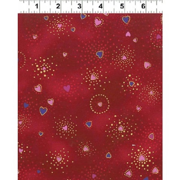 Laurel Burch Basic Hearts Red from Clothworks 100% cotton quilt fabric Y1124-4M - By the Yard - Free shipping U.S.