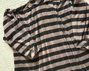 Vintage Marimekko Suomi Finlandia Welurowa sukienka w paski – fiński design, lata 70., bufiaste rękawy, XS