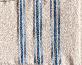 Vintage Striped Wool Table Runner – Finnish Raanu Textile, Blue & White
