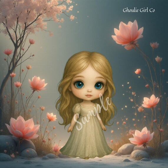 Ethereal Bloom Girl Art | Whimsical Cottagecore Printable (Digital Download)