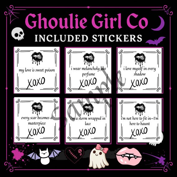 Ghoulie Girl Co Goth Sticker Bundle, Black & White (Digital Download)
