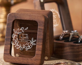 Personalized Walnut Ring Box Engraved Ring Box Handcrafted Wood Ring Box Wooden Ring Storage Walnut Ring Case Perfect Proposal Wedding Gift