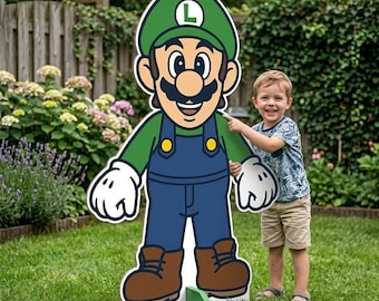 Paquete de figuras de Luigi, decoración para fiestas de cumpleaños con temática de videojuegos (SVG, PDF)