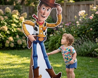 Figura de cartón de Woody / Decoración para fiesta de cumpleaños de vaquero (Descarga digital)