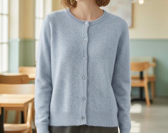 Women Crewneck Cardigan: Soft Knit Sweater