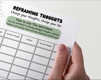 Kids Reframing Thoughts Worksheet | Printable Coping Skills Activity | CBT Emotional Regulation PDF for Children