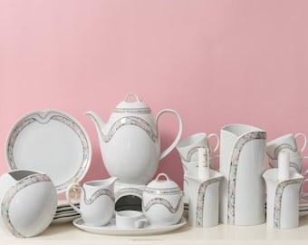 Servizio da tè AK Kaiser Domino Tivoli con vasi e portacandele Karl Nossek