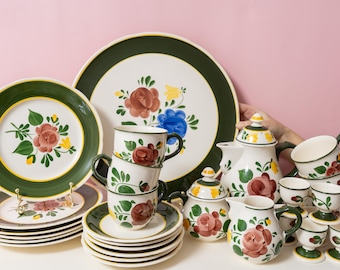 Set da caffè/tè/colazione vintage Villeroy & Boch Bauernblume dipinto a mano da 33 pezzi