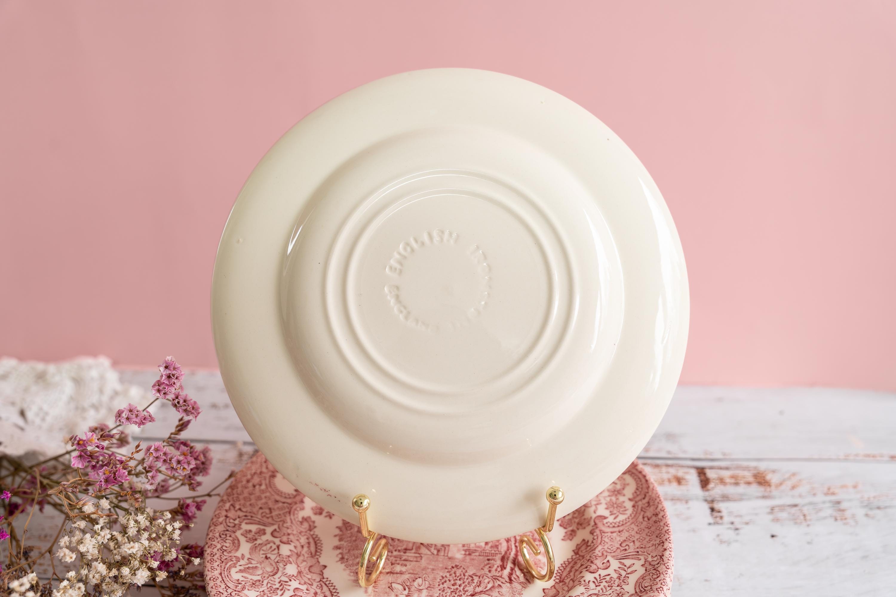Red Transferware Set Set of 6 Vintage Pink - Red Transferware Side Plates, English Ironstone ...