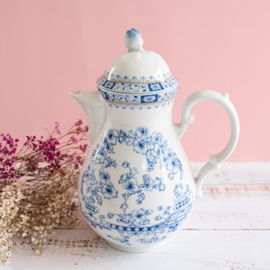 Vintage Winterling Bavaria porseleinen thee koffiepot blauw witte bloemen Duits porselein