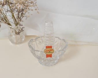 Vintage Anna Hütte Bleikristall Crystal Basket, German Lead Crystal Candy Dish