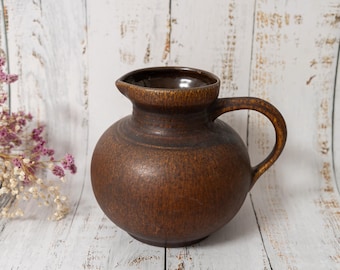 ヴィンテージ ブラウン セラミック ジャグ 西ドイツ ピッチャー 粘土